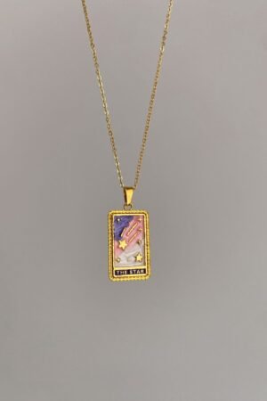 Çelik Zincirli The Star Tarot Kolye