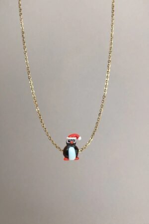Çelik Yılbaşı Murano Penguen Kolye