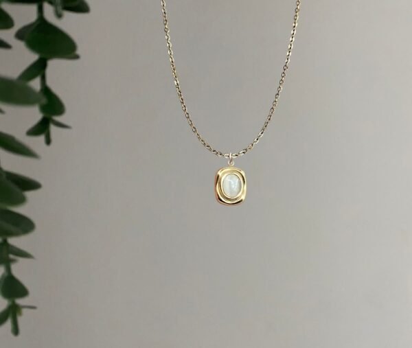 Çelik Oval Sedef Kolye